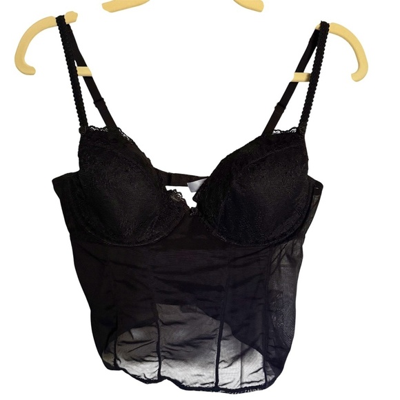 Gilligan & O'Malley Black Sheer Bustier Bra Size 36C - Picture 2 of 13